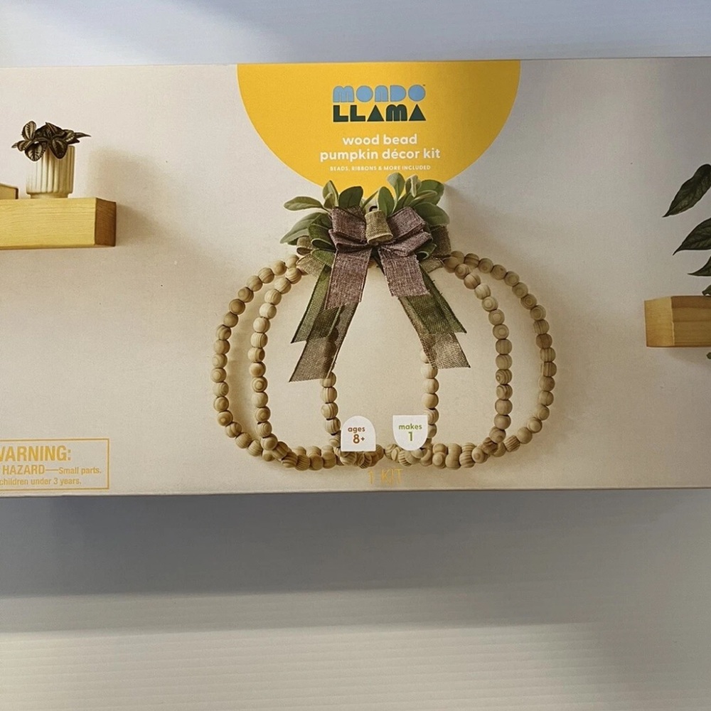 Mondo Llama Wood Bead Pumpkin Decor Kit - Natural and Green